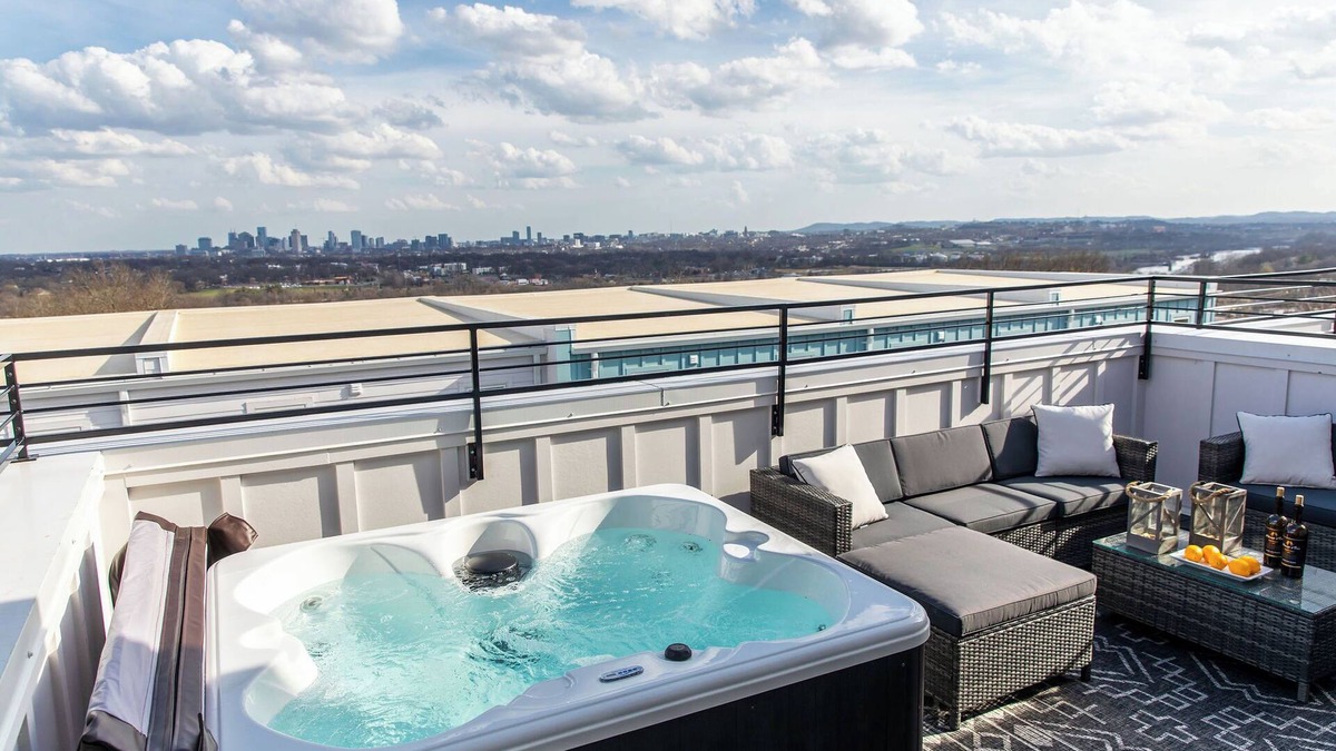 Nashville House | Marvelous Home in North Nashville- Rooftop Hot Tub- Pool Table- Skyline Views!