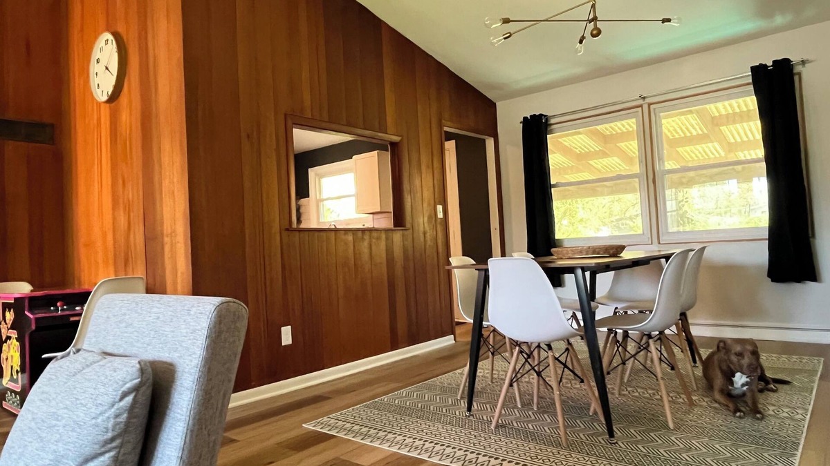 Miller Beach House | Mid Century Miller Beach House near Indiana Dunes with game room and fire pit.