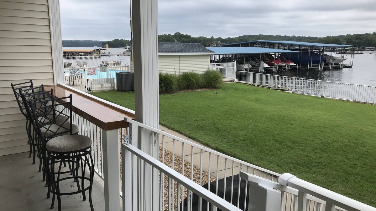 Sunrise Beach Condo | Minimal stairs! 15 second walk to pool, 45 second walk to 32x14 boat slip
