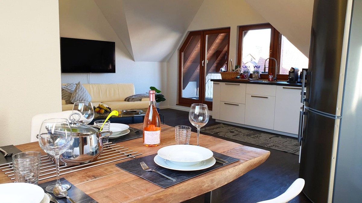 Meersburg Apartment | Modern 2-room attic apartment with balcony and internet/wi-fi
