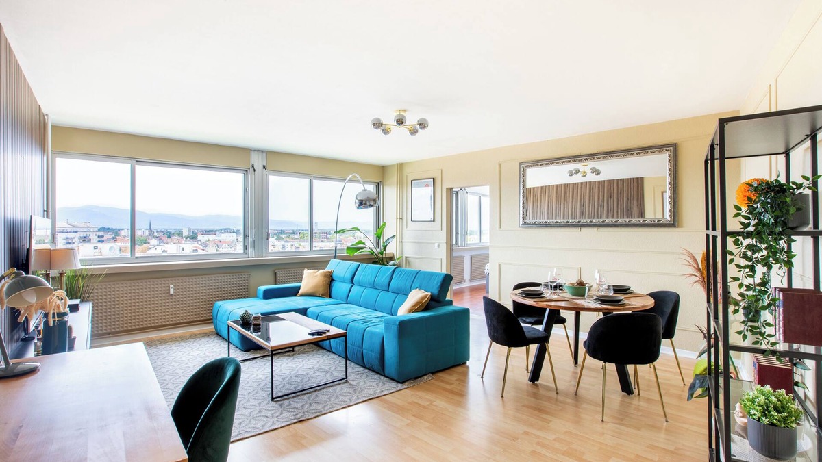 Mulhouse Apartment | Modern 2BR Sunset View over Vosges Full Kitchen Netflix & Parking