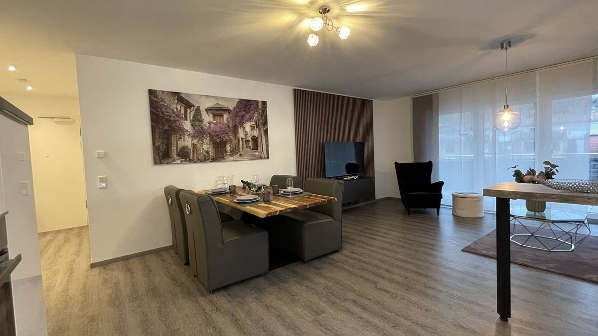 Losheim am See Apartment | Modern and centrally located holiday apartment with a large balcony.