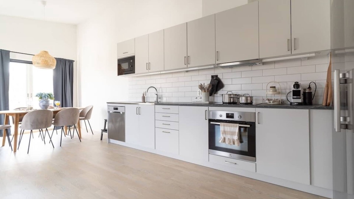 Bastad Condo | Modern Beachy Home with Terrace Charm First Floor
