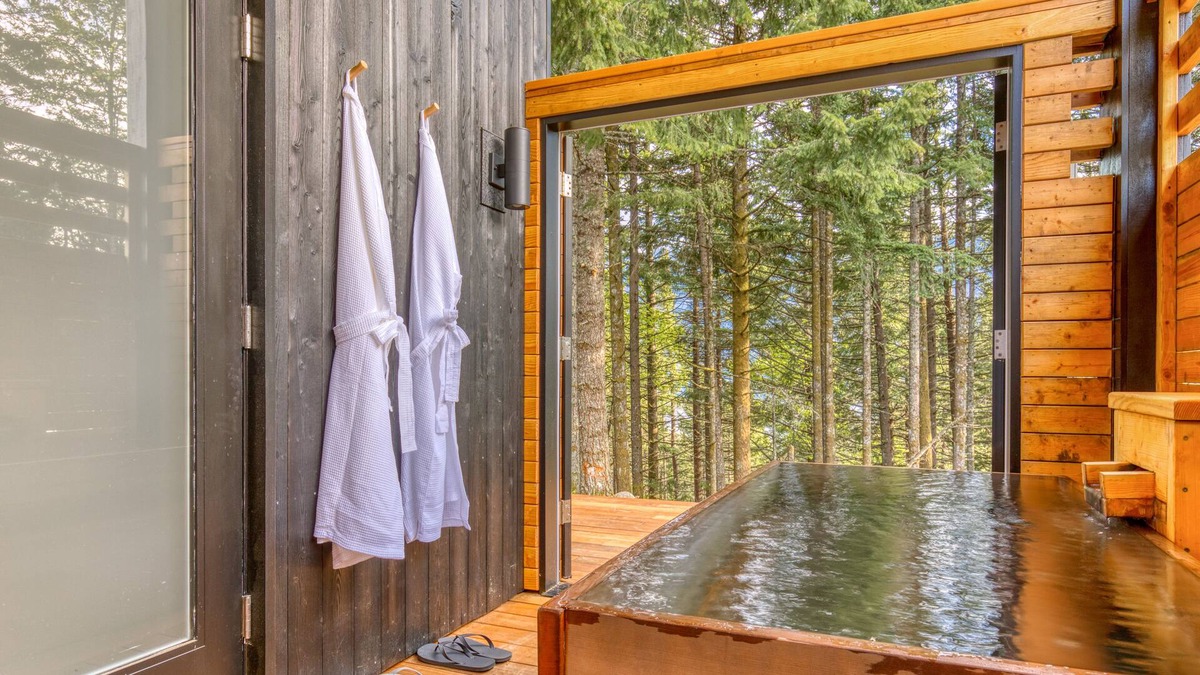 Stevenson Cabin | Modern cabin, views, geothermal hot tub, indoor steam sauna & deck