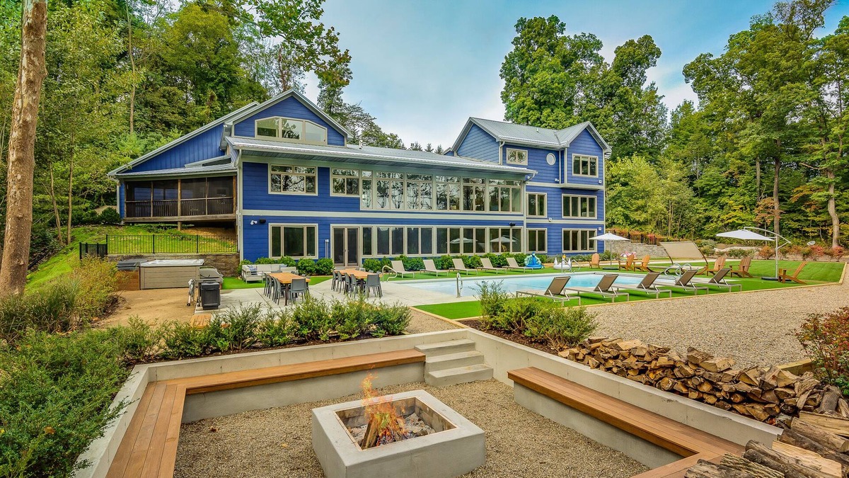Berrien Springs House | Modern Country Home w/ Heated Pool, 2 Hot Tubs, Fire Pit & Home Theater