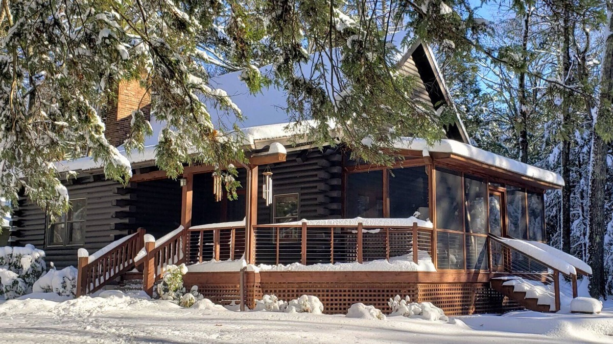 Stone Ridge House | Modern log cabin sited on six acres of land, private and secluded, serene.