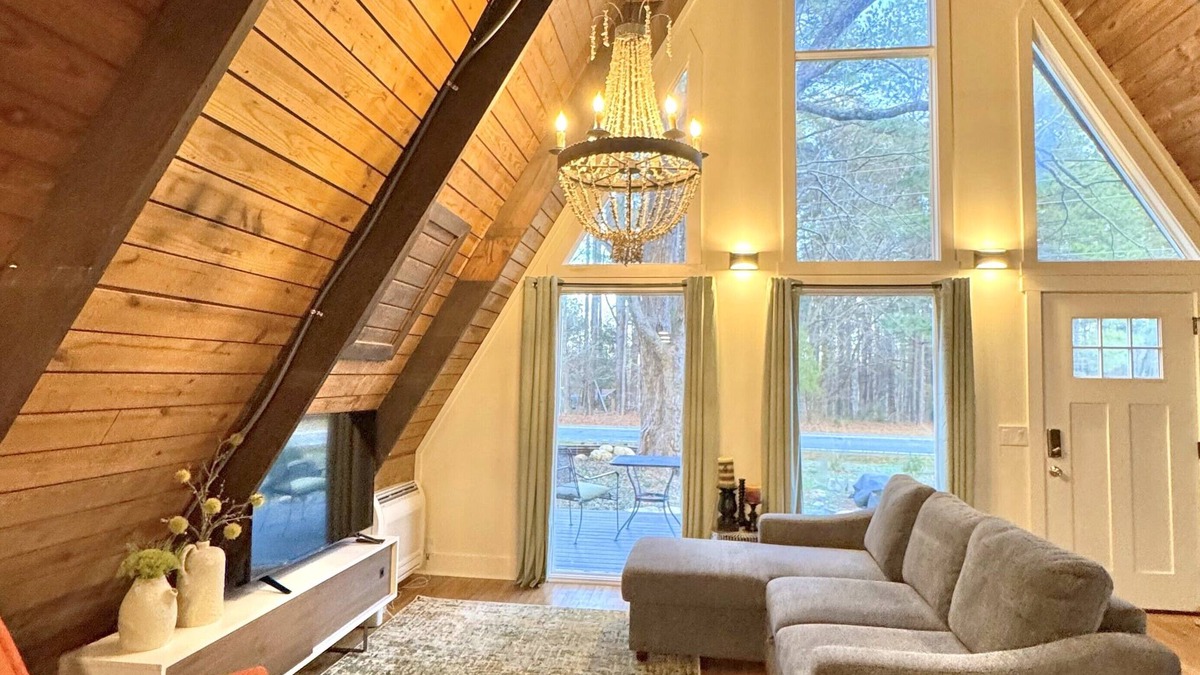 Bynum House | Modern Luxury A-Frame Retreat on a 2-acre Pond. Weekly & monthly discounts.