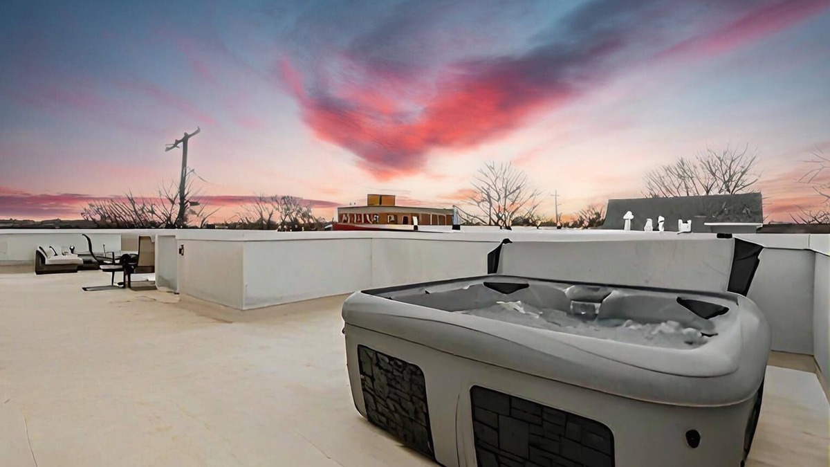 Weinland Park House | Modern Oasis in Columbus with Hot Tub on Roof with City Views