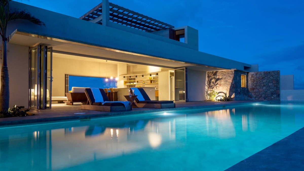 Micoud Villa | Modern Oceanfront Home with Pool, Outdoor Showers and Private Tennis Court