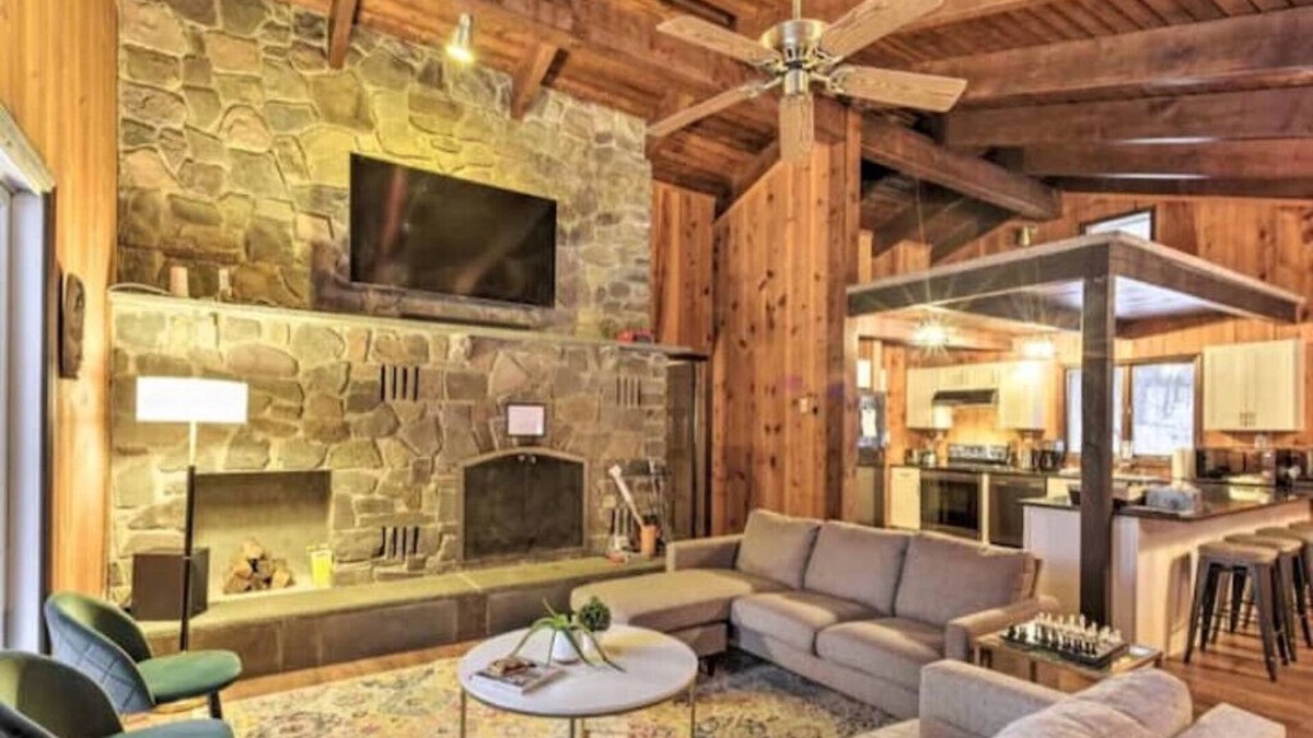 Windham Ski Chalet | Modern Swiss Ski Chalet with Tennis Court, Outdoor pit and multiple fireplaces