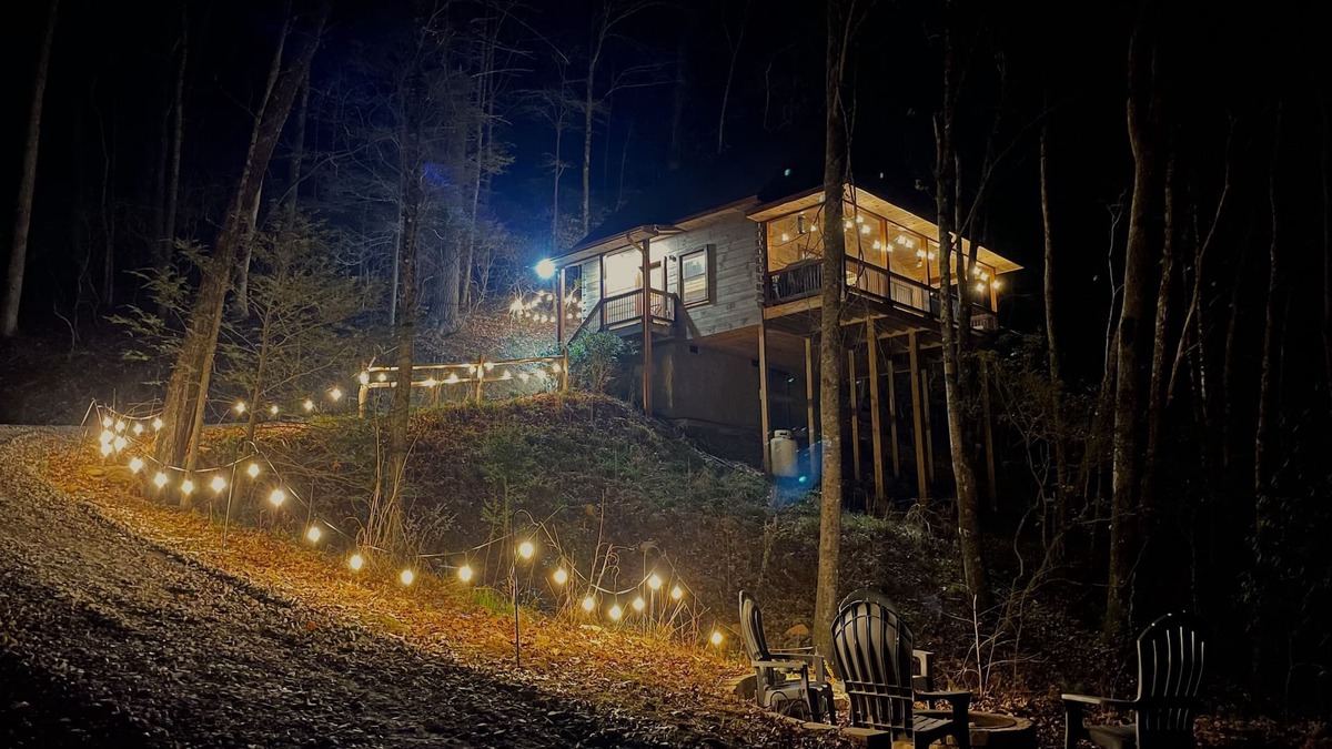Blue Ridge Cabin | Modern Treetop Cabin on Stocked Trout Stream + Hot Tub + Fire Pit