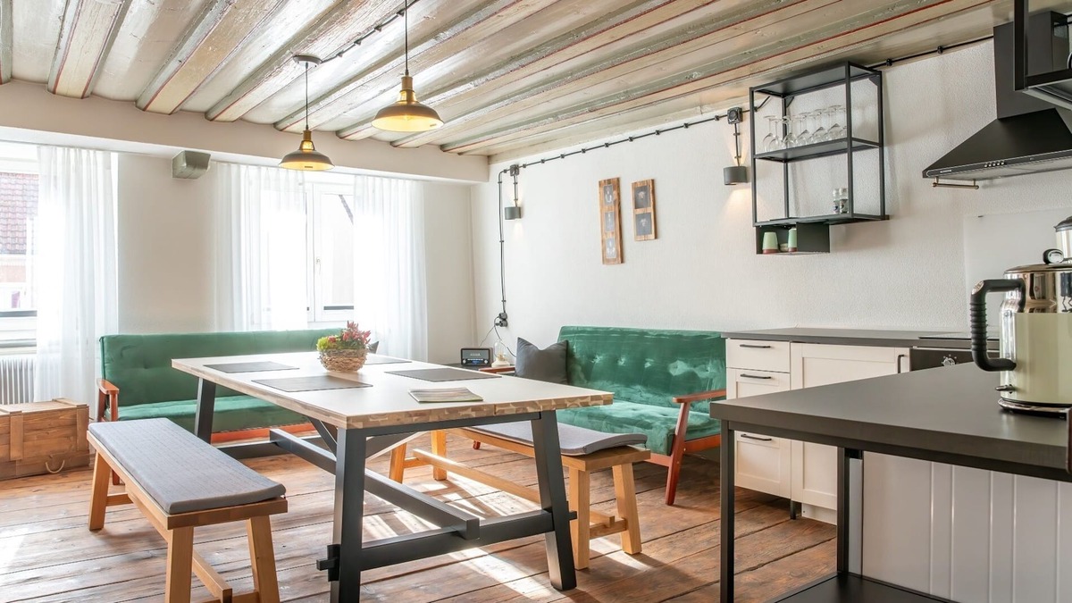 Huefingen Apartment | Modernized holiday apartment with sauna and wellness shower.