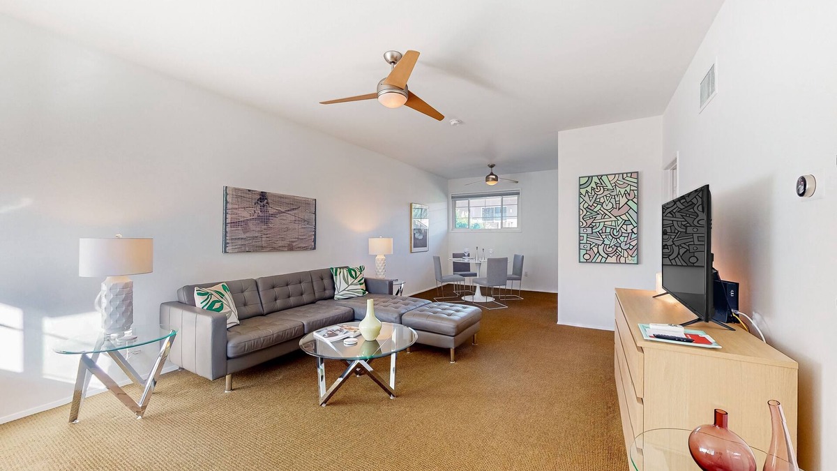 Old Las Palmas Condo | Mountain-view condo with pool, hot tub, balcony, & central AC