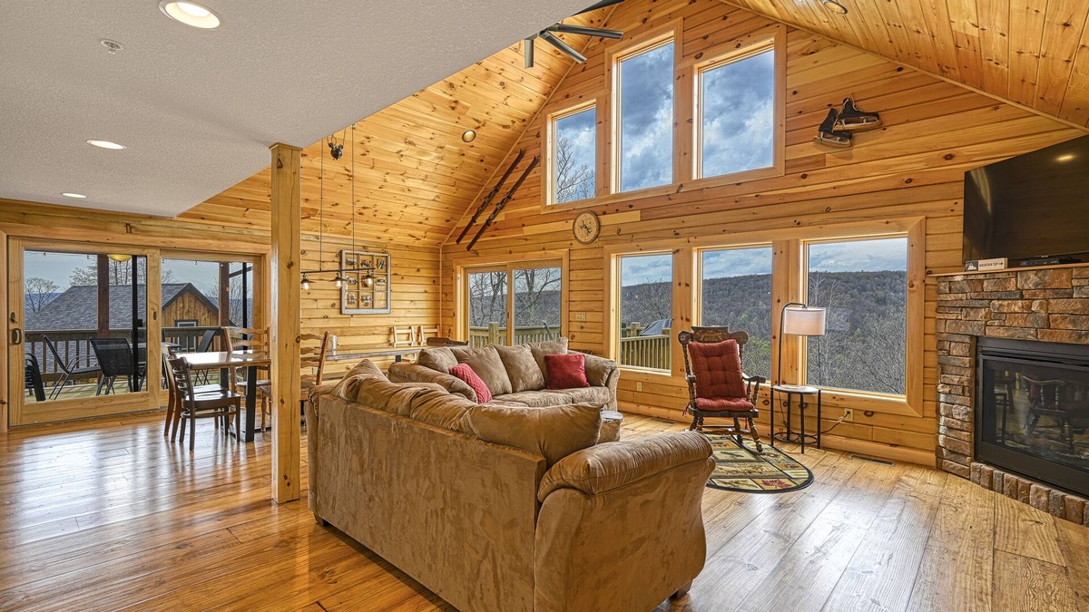 McHenry Cabin | Mountain-view home with hot tub, elevator, balcony, WiFi, AC, & pool table
