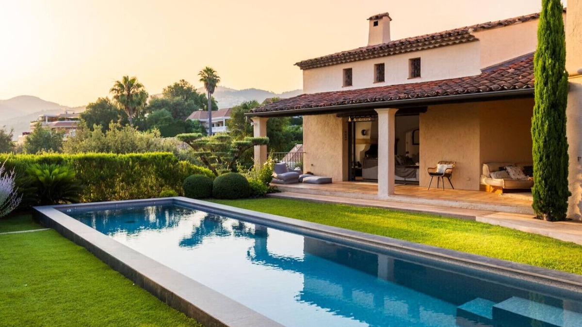 Mandelieu-La-Napoule Villa | Myrtes - Villa 220m2 Piscine | Cuisine & Salon ext | Sunset