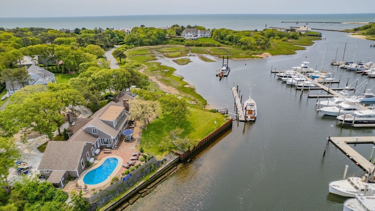 Harwich Port House | Nautical retreat with water views, inground heated pool, and private beach access
