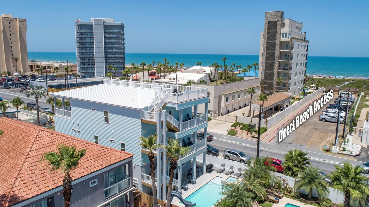 South Padre Island House | New Build! Direct Beach Access/Rooftop 360 View/Indoor Bball court/10 En-Suite/Heated Pool & HotTub!
