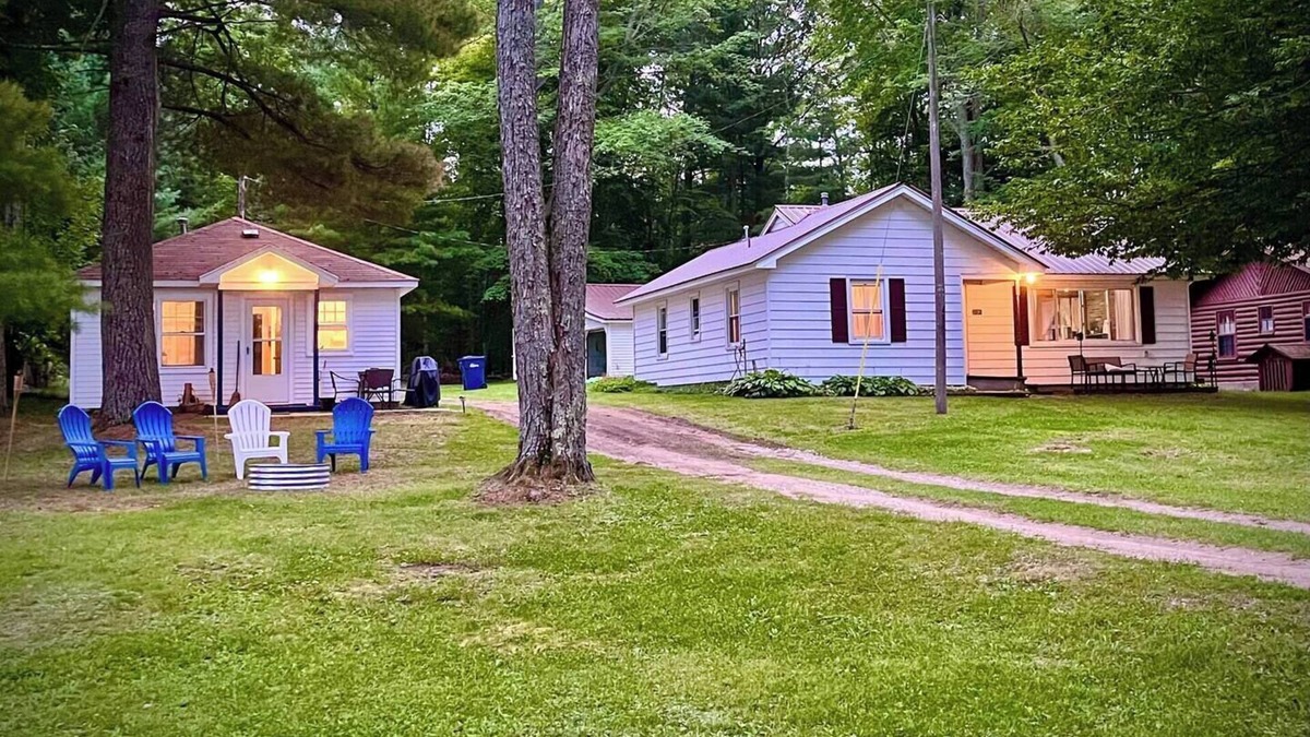 Kalkaska Cabin | New! Forrest's Cabin and Vivian's Cabin - Two Cabins with Private Lakefront and Dock!