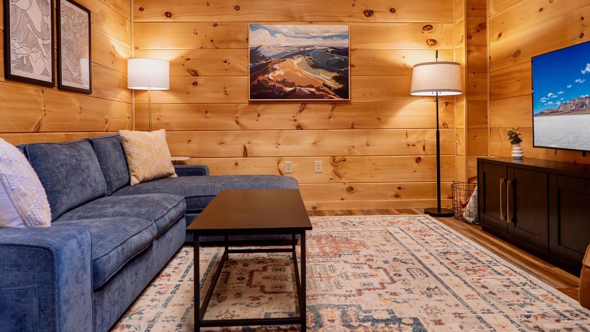 West Jefferson House | New! Hand-Stacked Log Cabin TH | Mountain Views | Short Walk to Downtown WJ