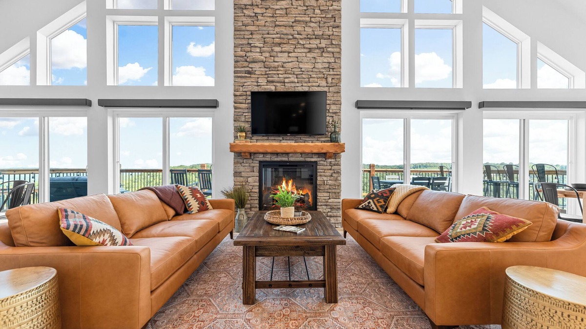 Kimberling City Cabin | New! LAZY RIVER & Pools, Lake View, Game Room, Theater Room, Hot Tub, Fire Pit