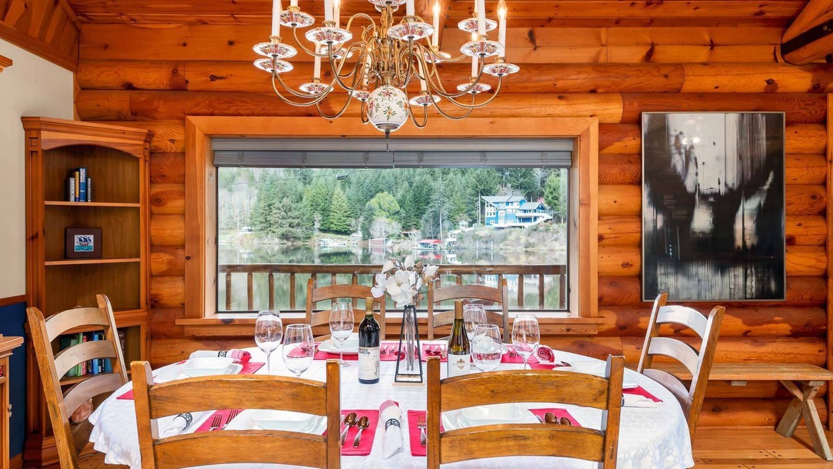 Lakeside House | New Listing! Beautiful lakefront log cabin with private dock and hot tub, boat access only!