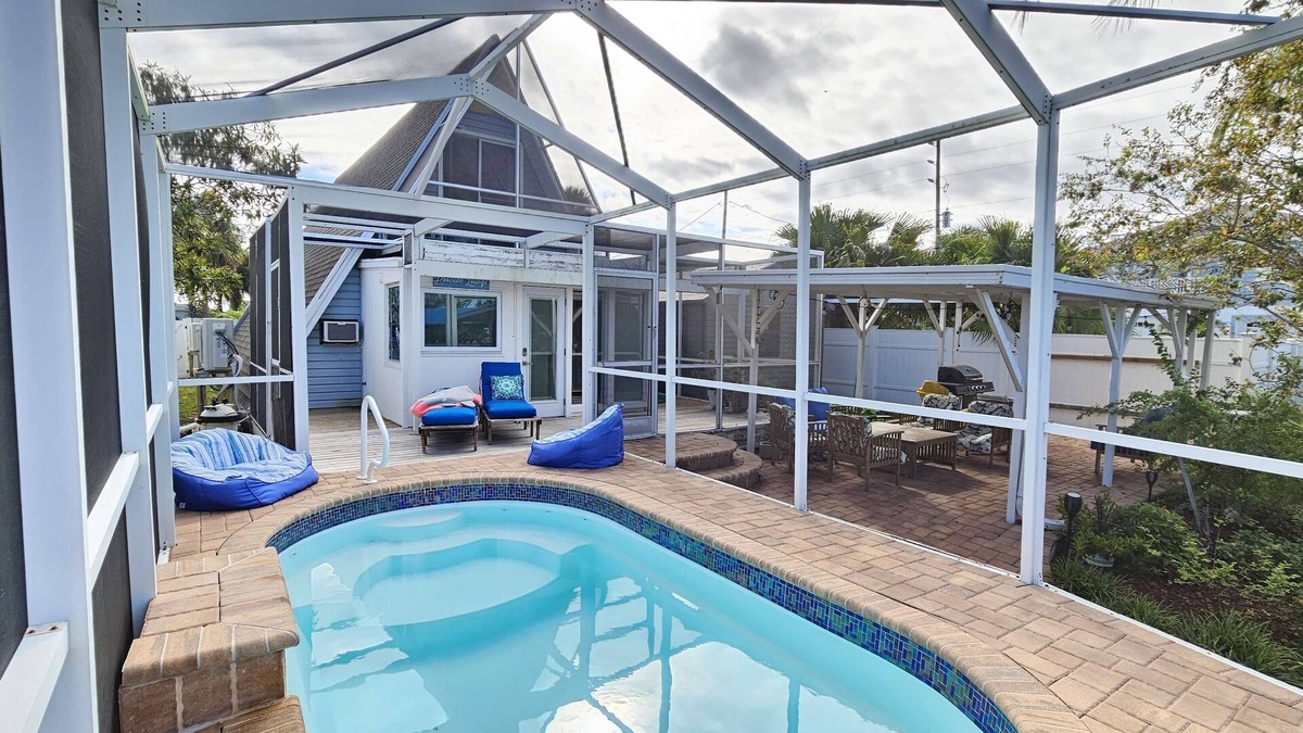 Spring Hill House | NEW - Waterfront A Frame - Screened In Pool - Pet Friendly - Private Dock