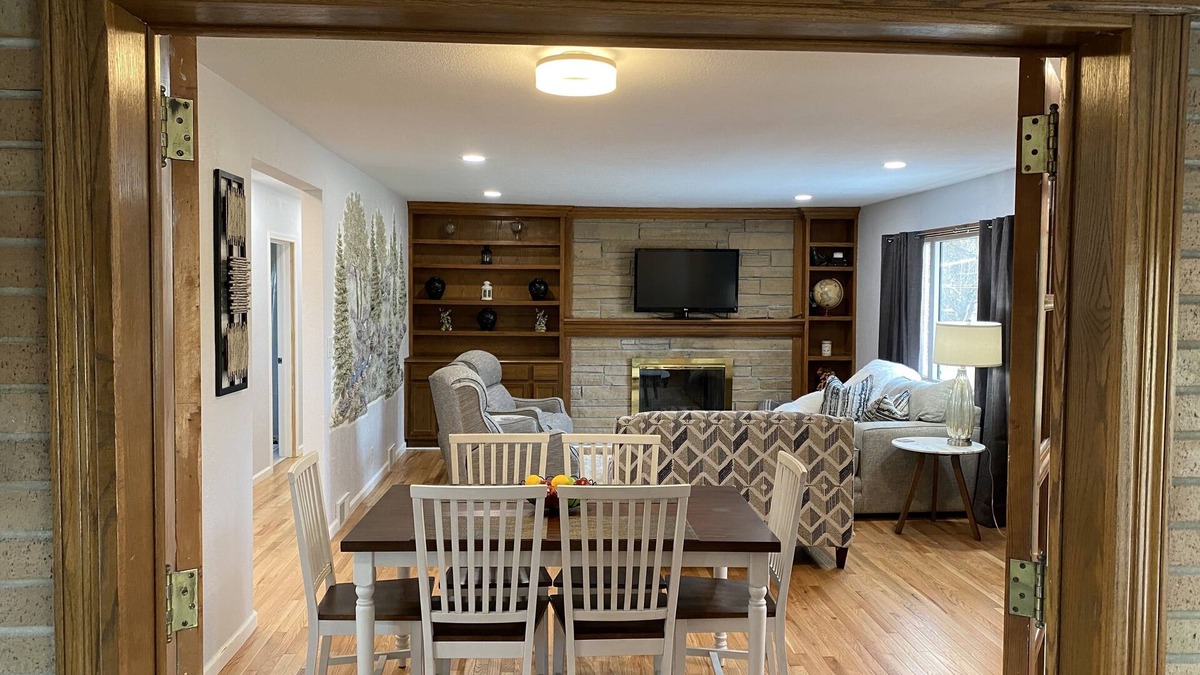 Des Moines House | Newly Remodeled Brick Home with wall Sculptures by the Airport