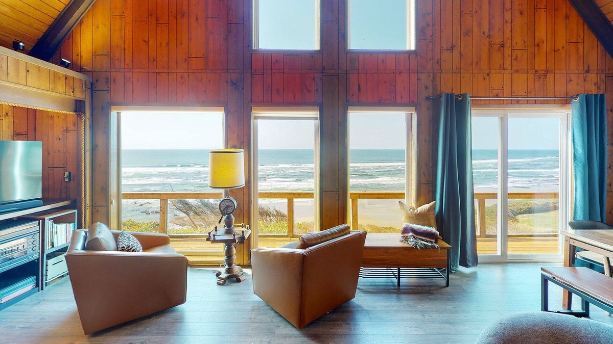 Oregon Coast House | Ocean Front A Frame with Spectacular Views! Dog Friendly! Fireplace!