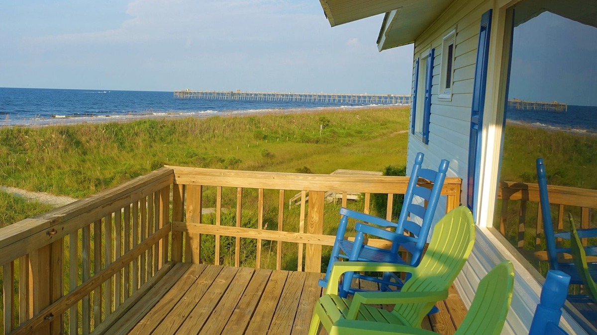 Yaupon Beach Cottage | Ocean Front Beach Cottage-180 degrees ocean view from every room and L-deck