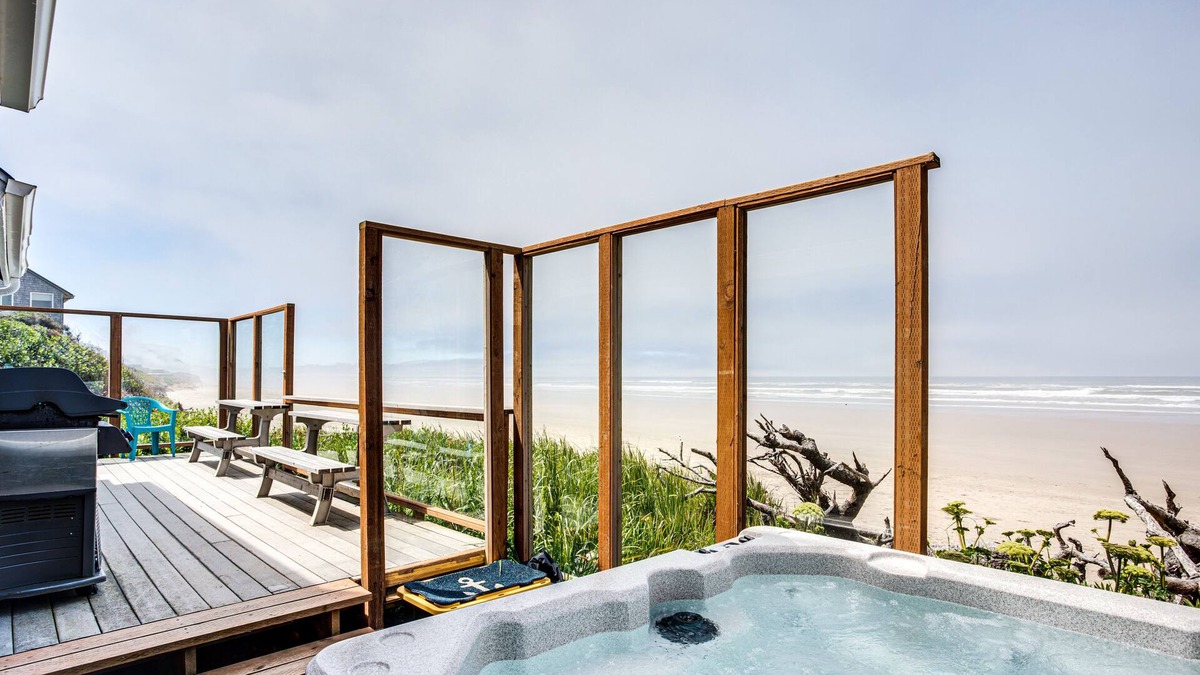 Tillicum Beach House | Ocean Front Home on Sandy Beach! Dog Friendly! Hot Tub!