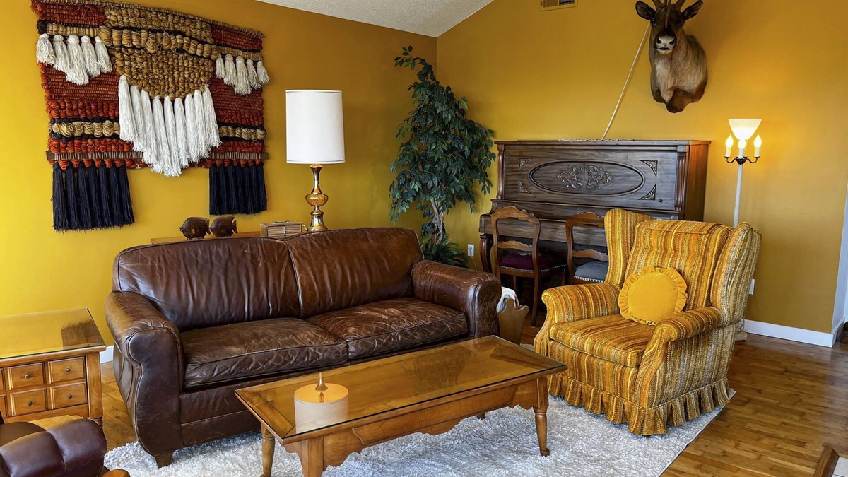 Bandon House | Ocean view 70s-themed home with beach access, grill, funky interior, & W/D