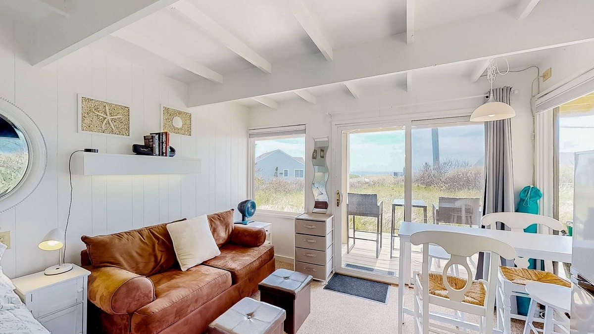 North Truro Apartment | Ocean-view studio near golf with patio, beach gear, kitchenette, & partial AC