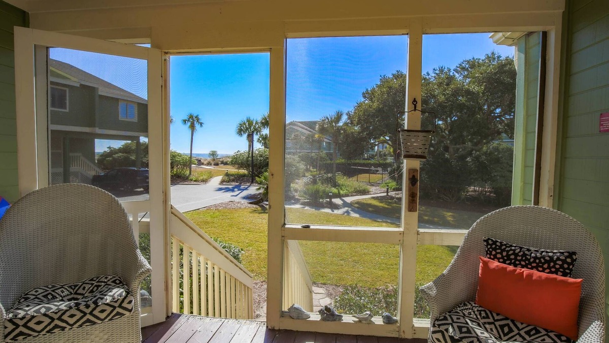 Isle of Palms Condo | Ocean Views! Wonderful Screened Porch w/Exterior Door to Access the Community Pool or Wide Beach