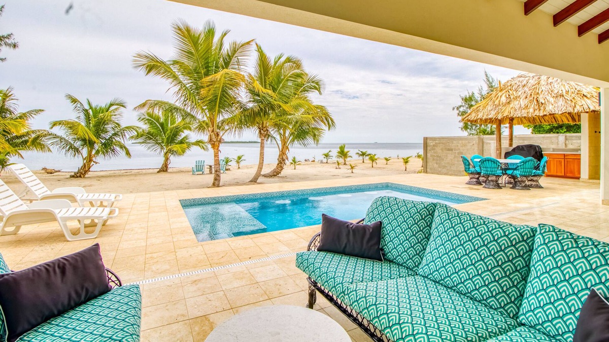 Placencia House | Oceanfront oasis on the beach with private pool, gazebo, grill, patio, and AC