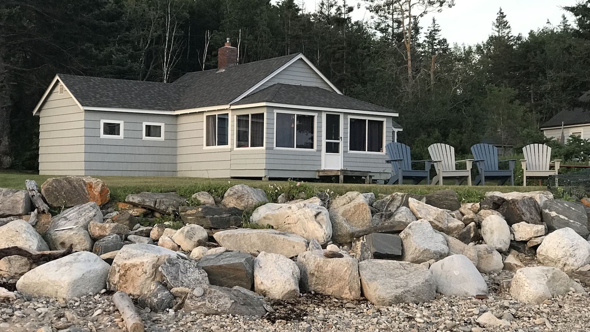New Harbor Cottage | Oceanfront on John's Bay with Private Beach 50 feet from Cottage, New Harbor.