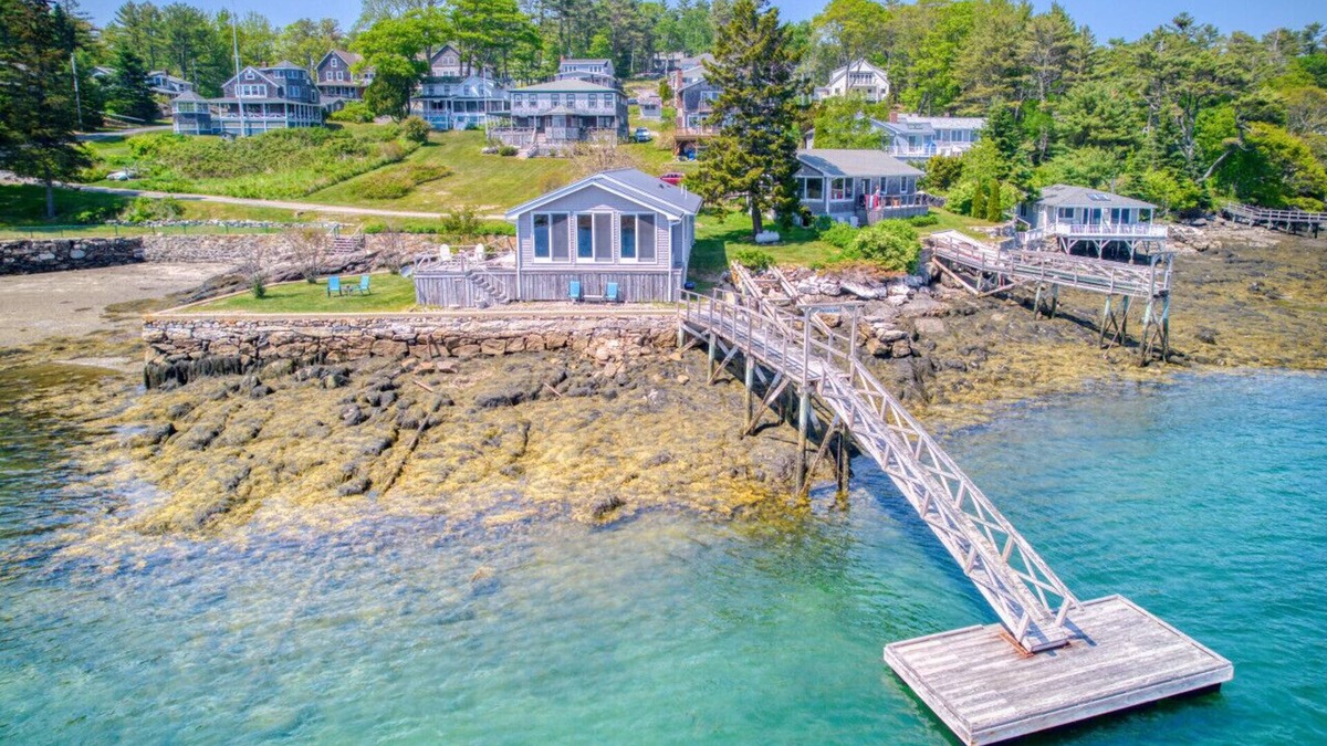Bayville House | Oceanfront with private dock and float. Three bedroom, two bathroom cottage on Linekin Bay