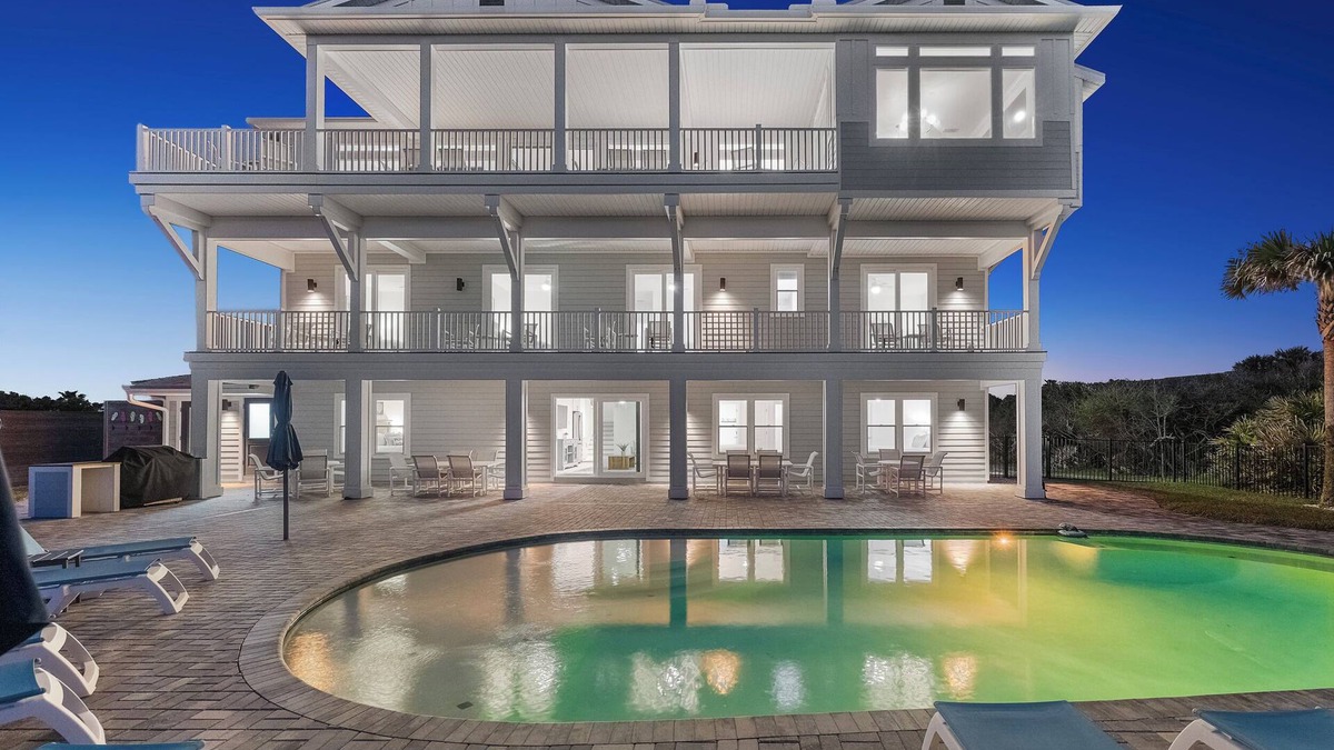 Crescent Beach House | OCTOBER-MAJOR SAVINGS! 9BR OCEANFRONT! LARGE HEATED POOL/COMPLETE GAME ROOM!