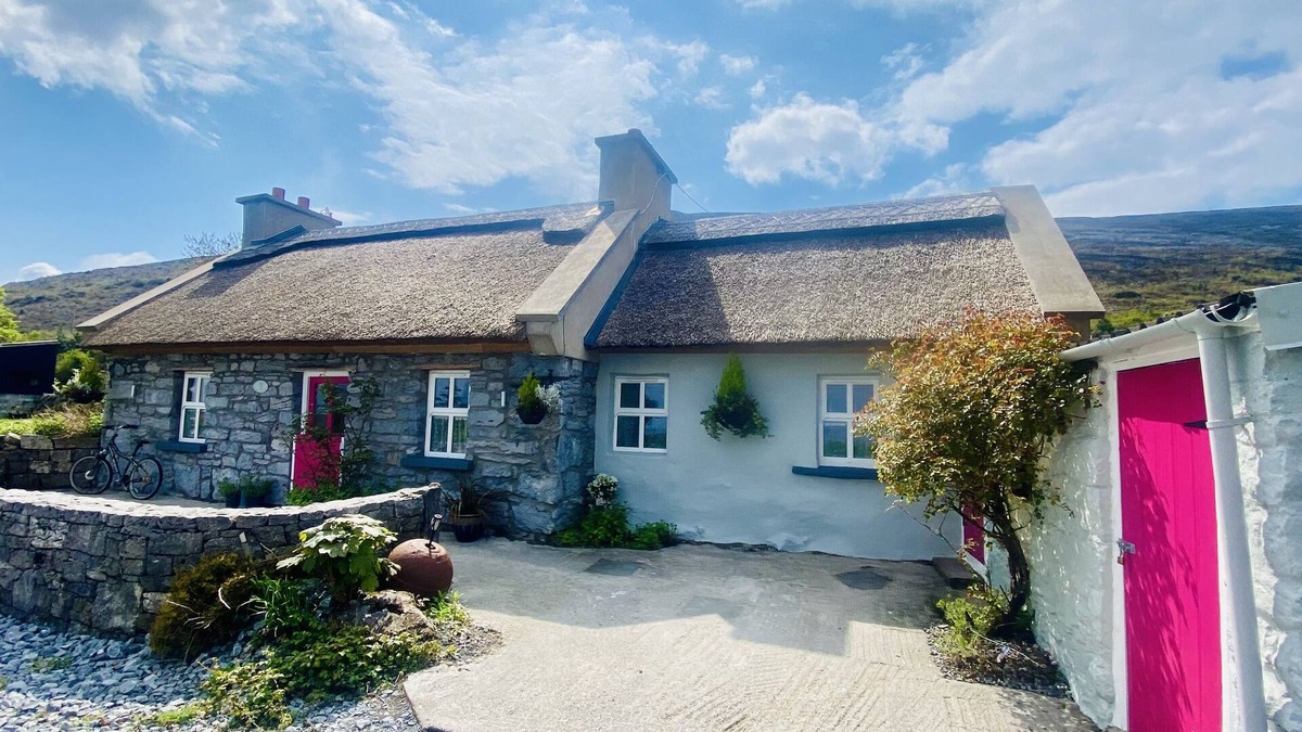 Ballyvaughan Cottage | Old Thatch Cottage in the Burren views over Galway Bay on the Wild Atlantic Way