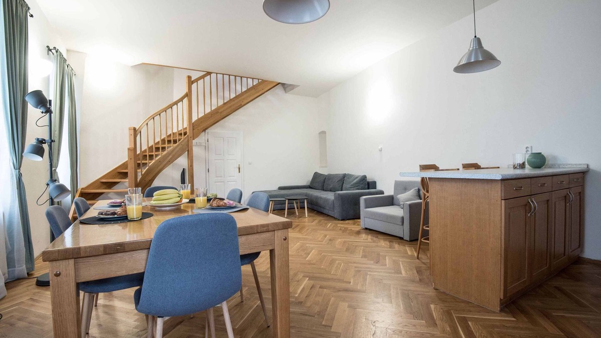 Prague 1 Apartment | One bedroom duplex apartment in the first floor with spacious living room, bathroom and kitchen