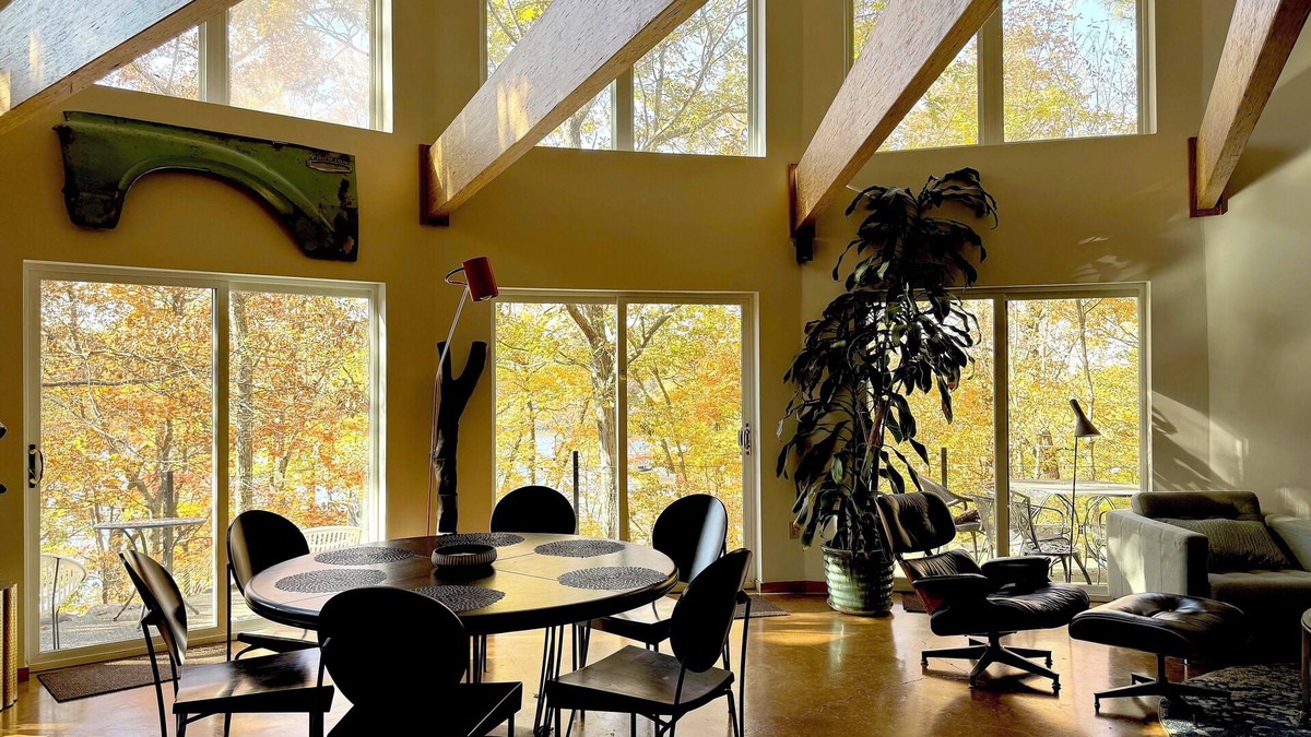 Walton Park Cabin | Osseo Lake Lodge Unique Octagon Home with Sunset Views & Private Waterfront