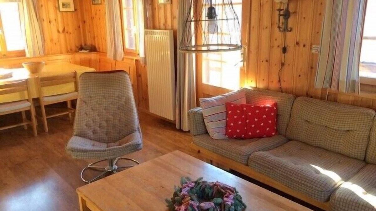 St. Luc Ski Chalet | Outside : chalet for 7 persons in the heights of St-Luc , terrace with garden furniture -Interior :
