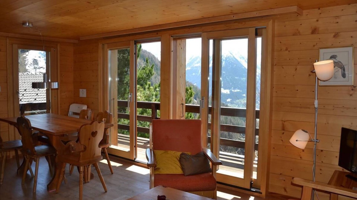 Saint-Luc Ski Chalet | Outside : chalet near the center of the village, terrace and balcony with garden furniture, beautifu