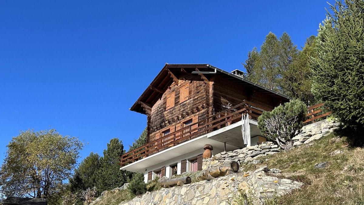 St. Luc Ski Chalet | Outside: duplex apartment in chalet, for 8 people, balcony, large terrace with barbecue and garden f