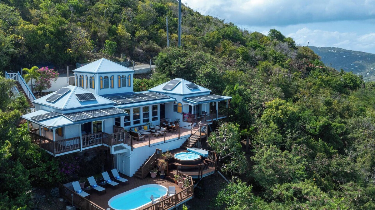 Almont Villa | Palladio's View - Tropical Villa with Private Pool, AC, & Views of St. John!