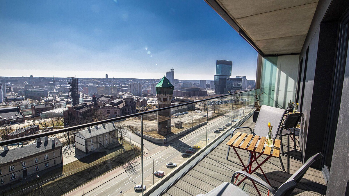 Katowice Apartment | Panorama Penthouse AC 100m2 city center