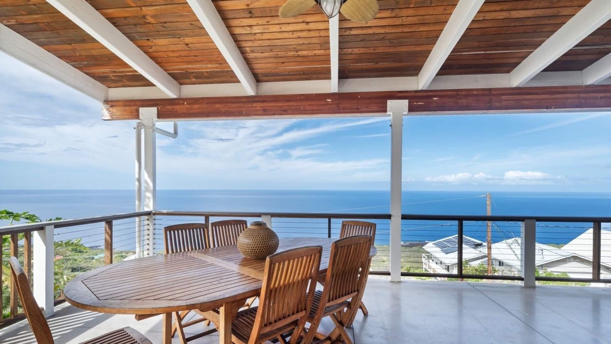 Kona Paradise House | Panoramic Coastline Views In a Creative Tri Level Home