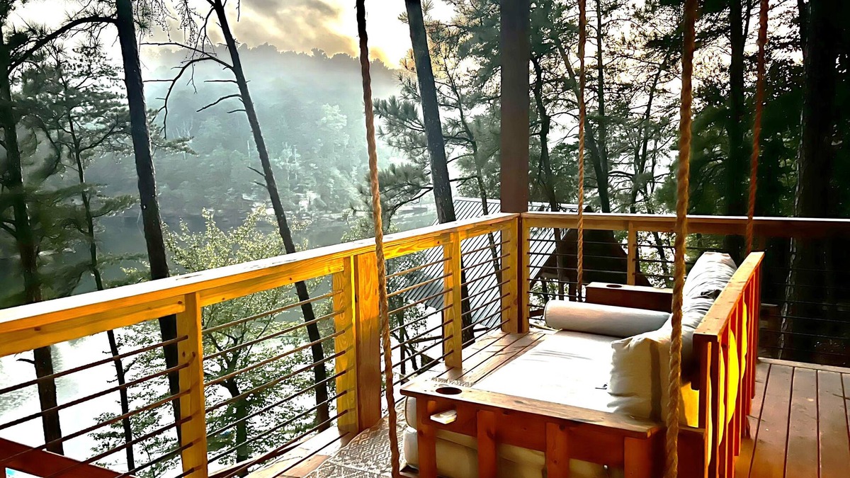 Double Springs House | Panoramic Views of Lake and Forest! Two Decks, Hot Tub, Fire Pit, Theater, Dock