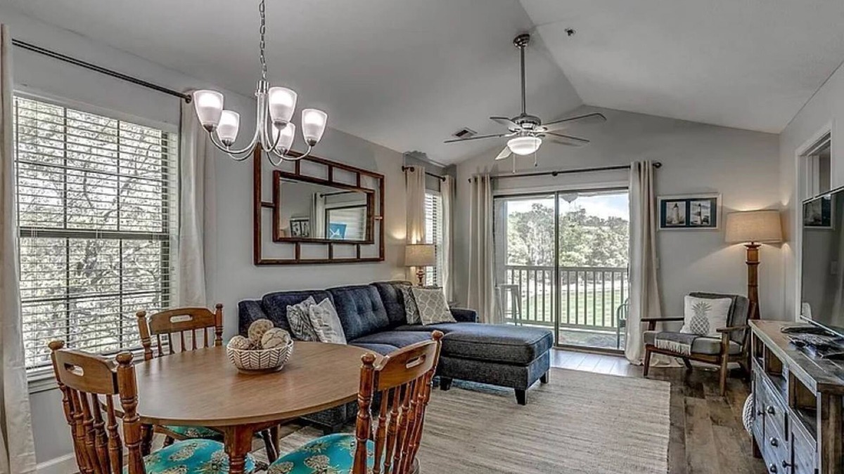 Pawleys Island Condo | Pawley's Peace 2 miles to Beach Balcony View of 1st Hole 2BR2B
