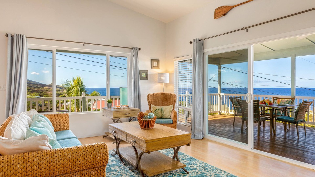 Kona Paradise House | Peaceful Haven: Oceanfront Views - Steps from Pebble Beach~