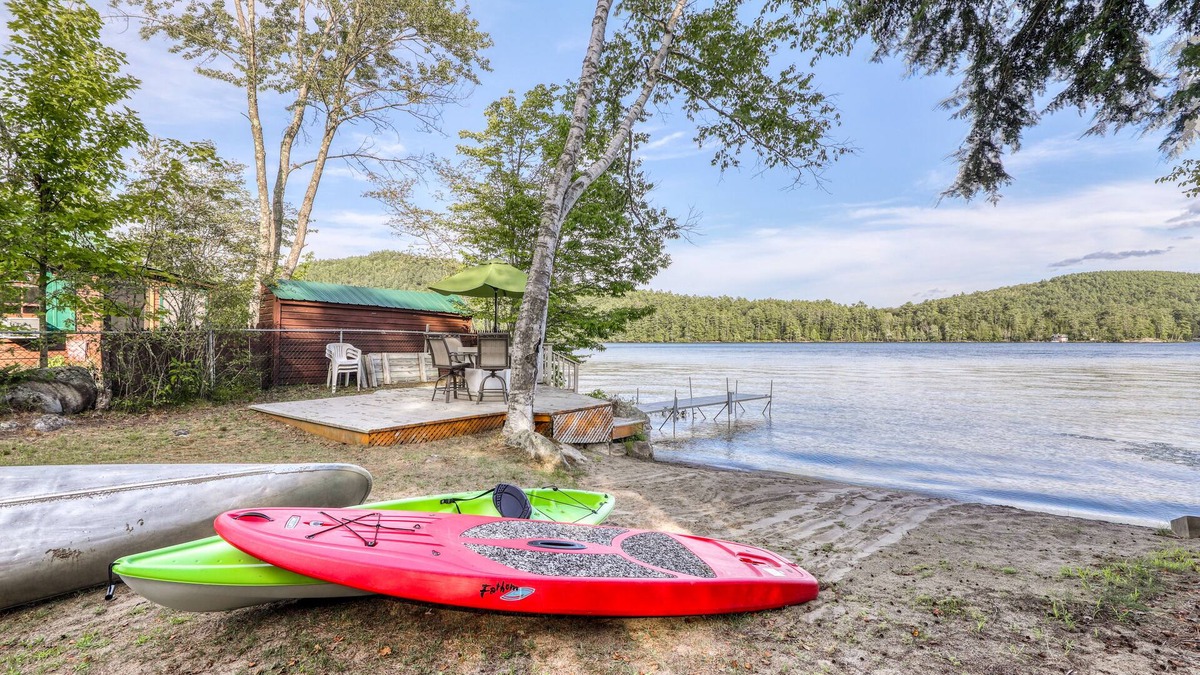 Brant Lake House | Peaceful lakefront house with private dock and sandy beach
